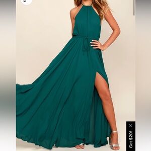 Lulu’s Teal Green Maxi Dress Medium